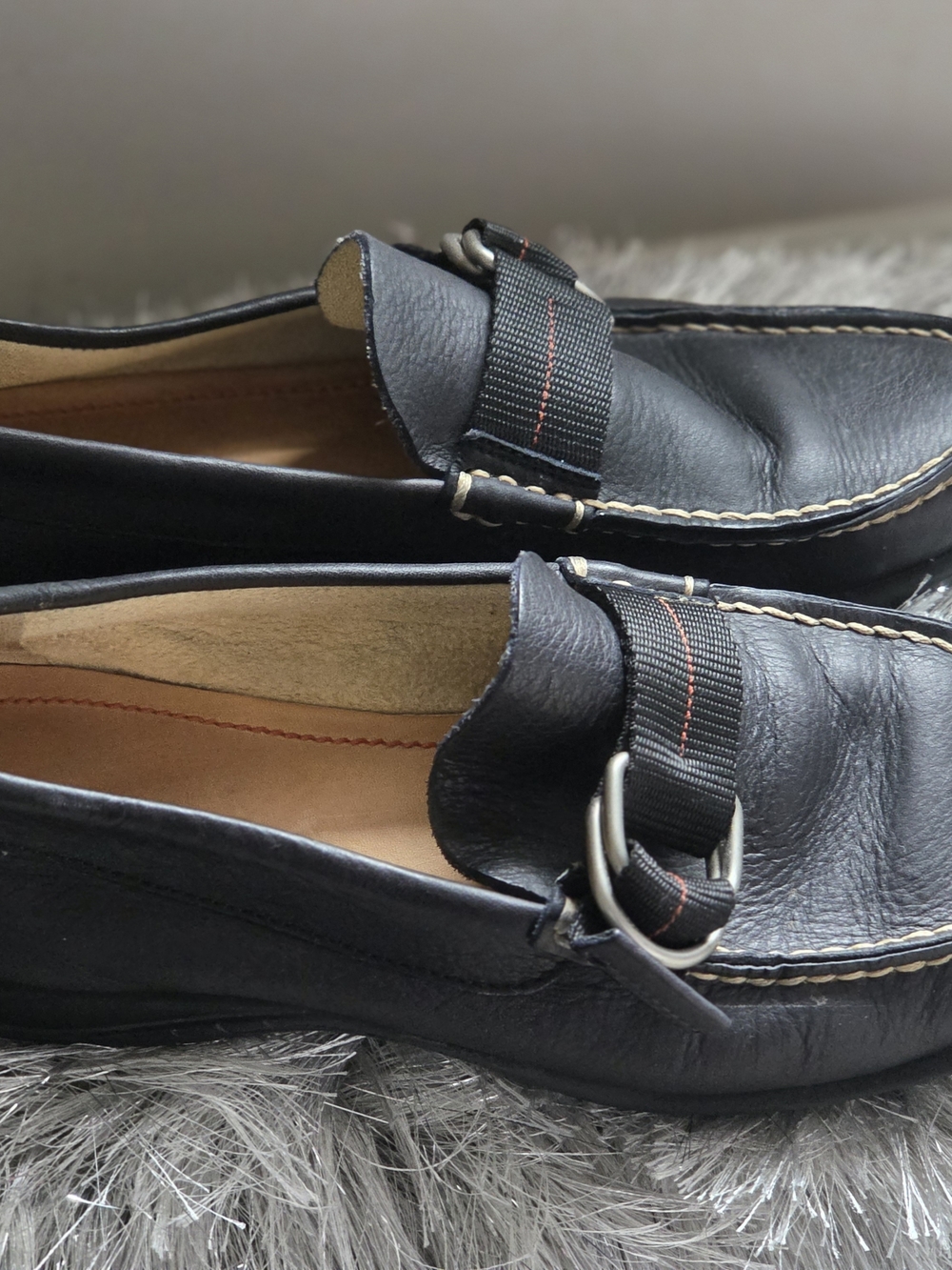 Coach Black Leather Men's Slip-On Loafers with Silver Buckle Barely warn - Picture 5 of 10